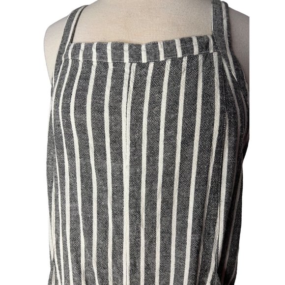 Abound Romper Shorts Women's Large Gray White Stripes Straps Open Back Pockets T - Picture 8 of 14